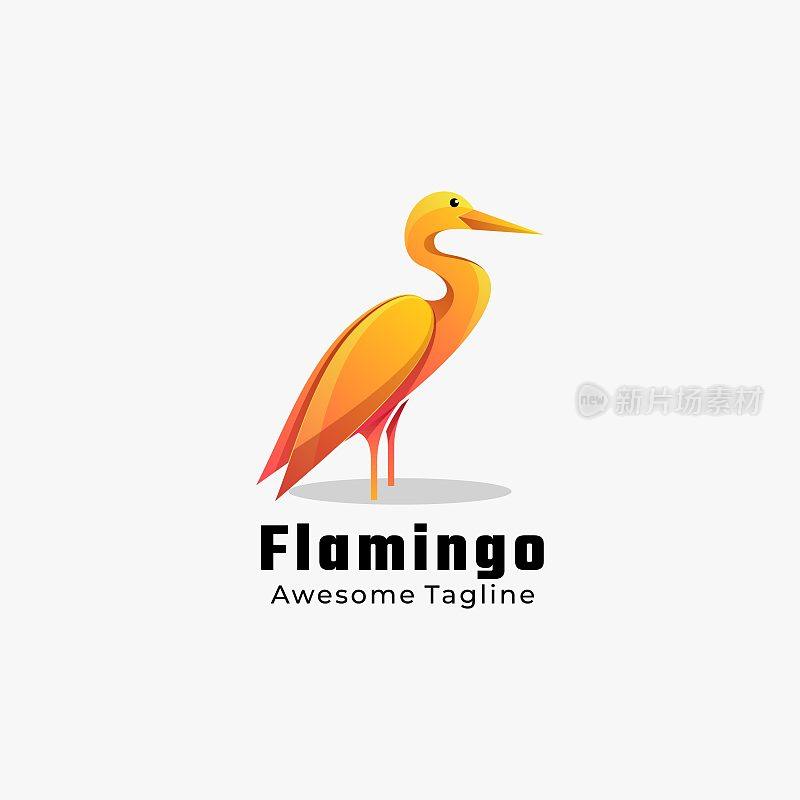 Vector Illustration Flamingo Gradient Colorful Style.